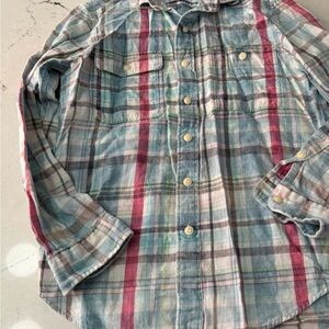 Polo Ralph Lauren Flannel Shirt Womens S Petite Plaid Button Down Spring Easter